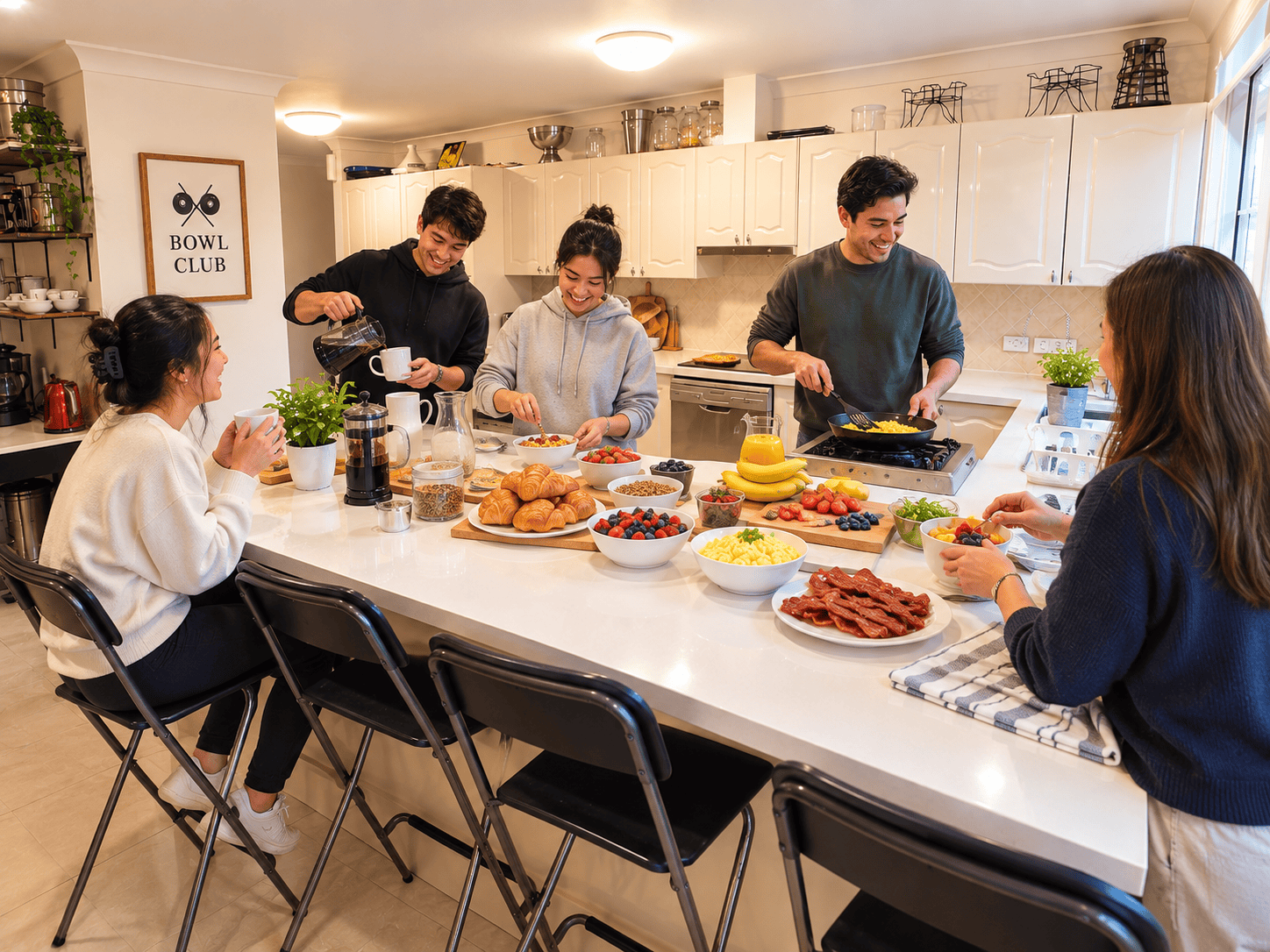 Bowl Club accommodation making breakfast