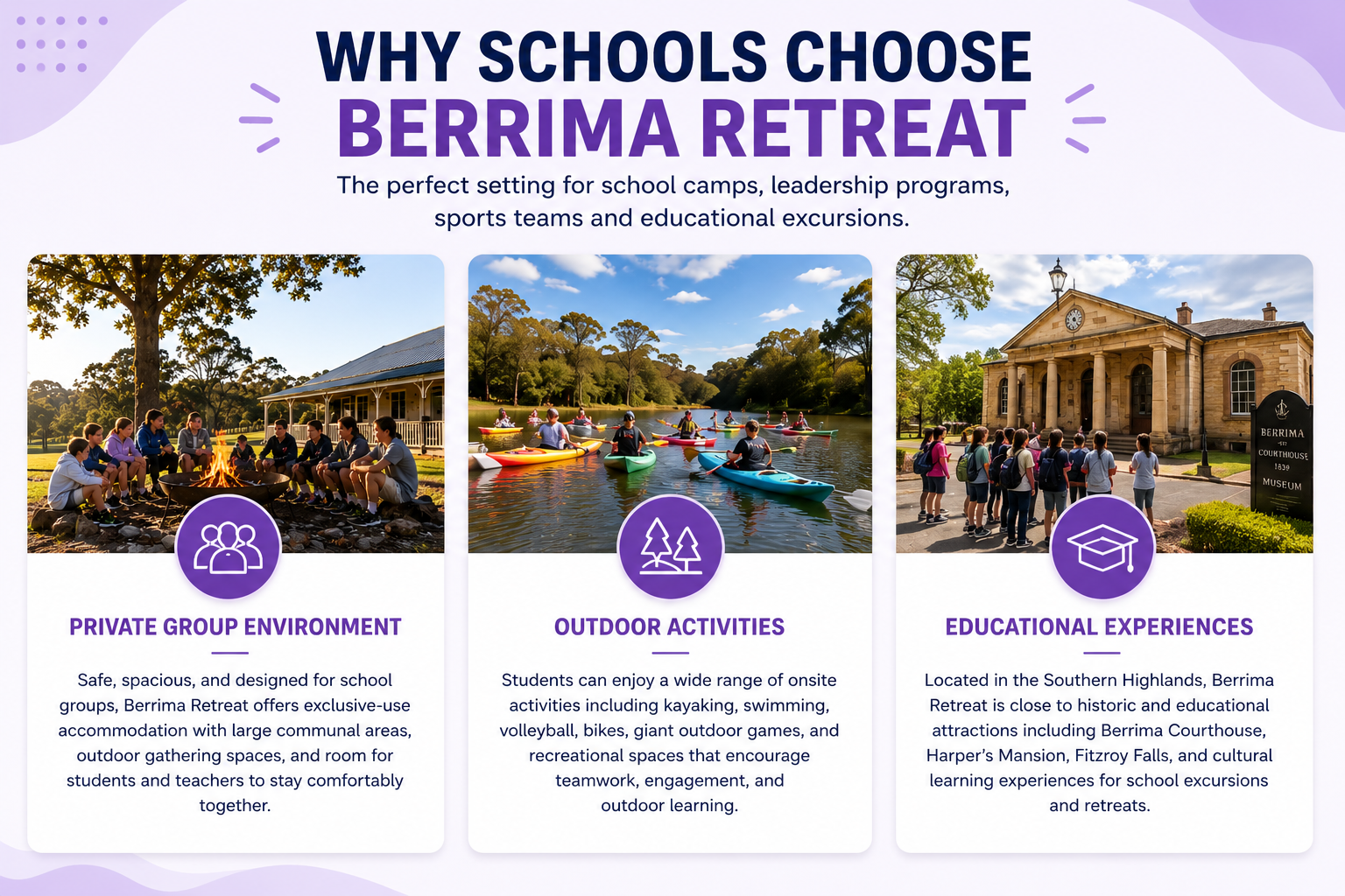 Why Schools choose Berrima Retreat