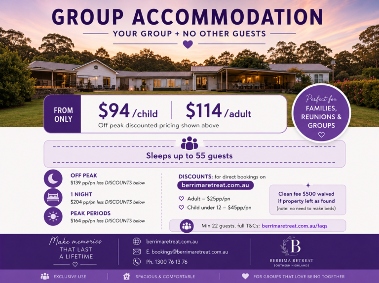 Berrima retreat pricing new