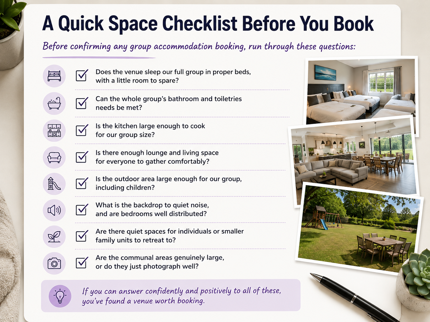 Checklist Group Accommodation Space Guide