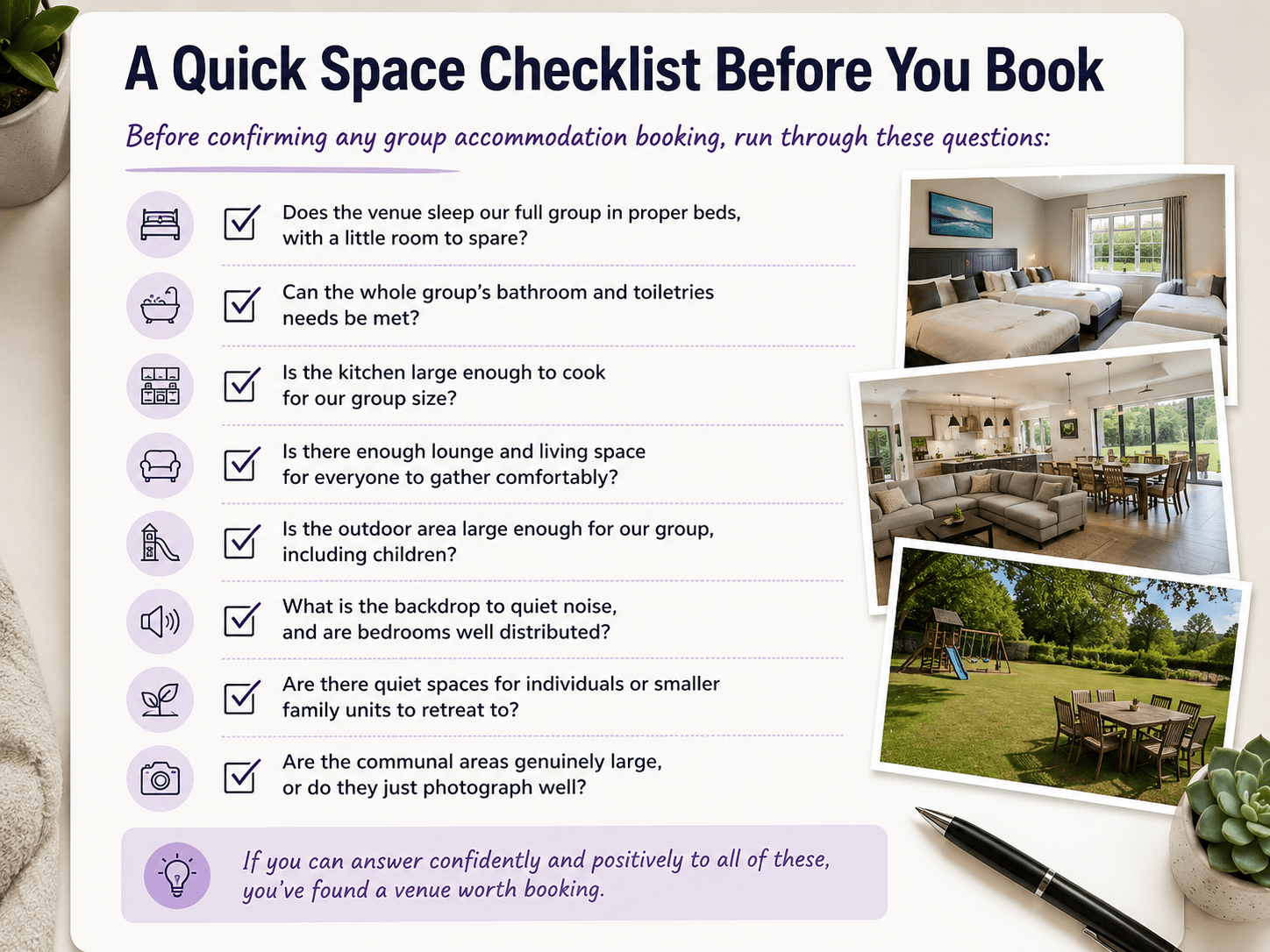 Checklist Group Accommodation Space Guide