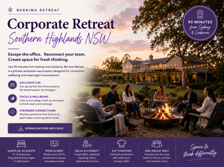 Ultimate Corporate Wellness Retreat Southern Highlands NSW