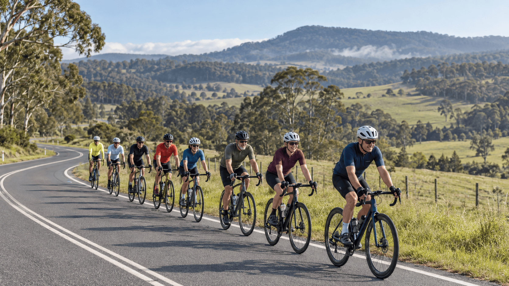 Cycling club exploring the Southern Highlands in NSW