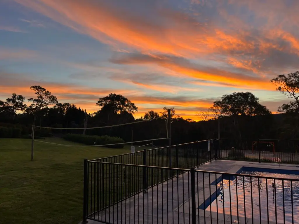 Sunset in the pool area