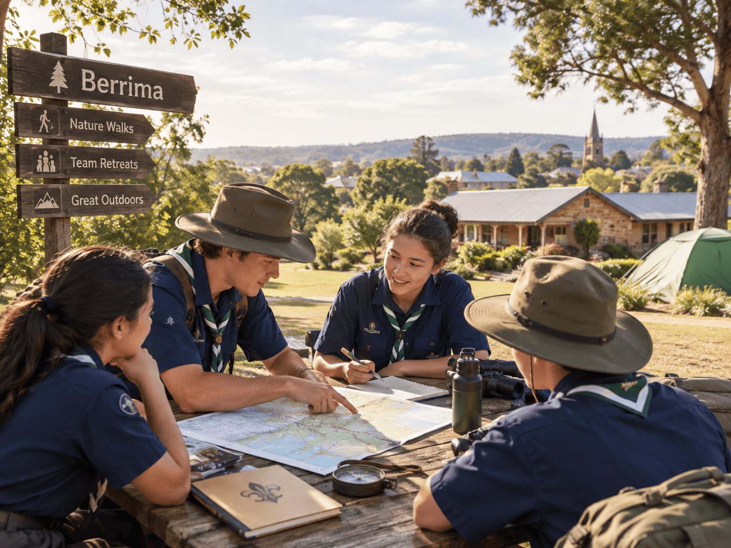 Scouts group planning their getaway