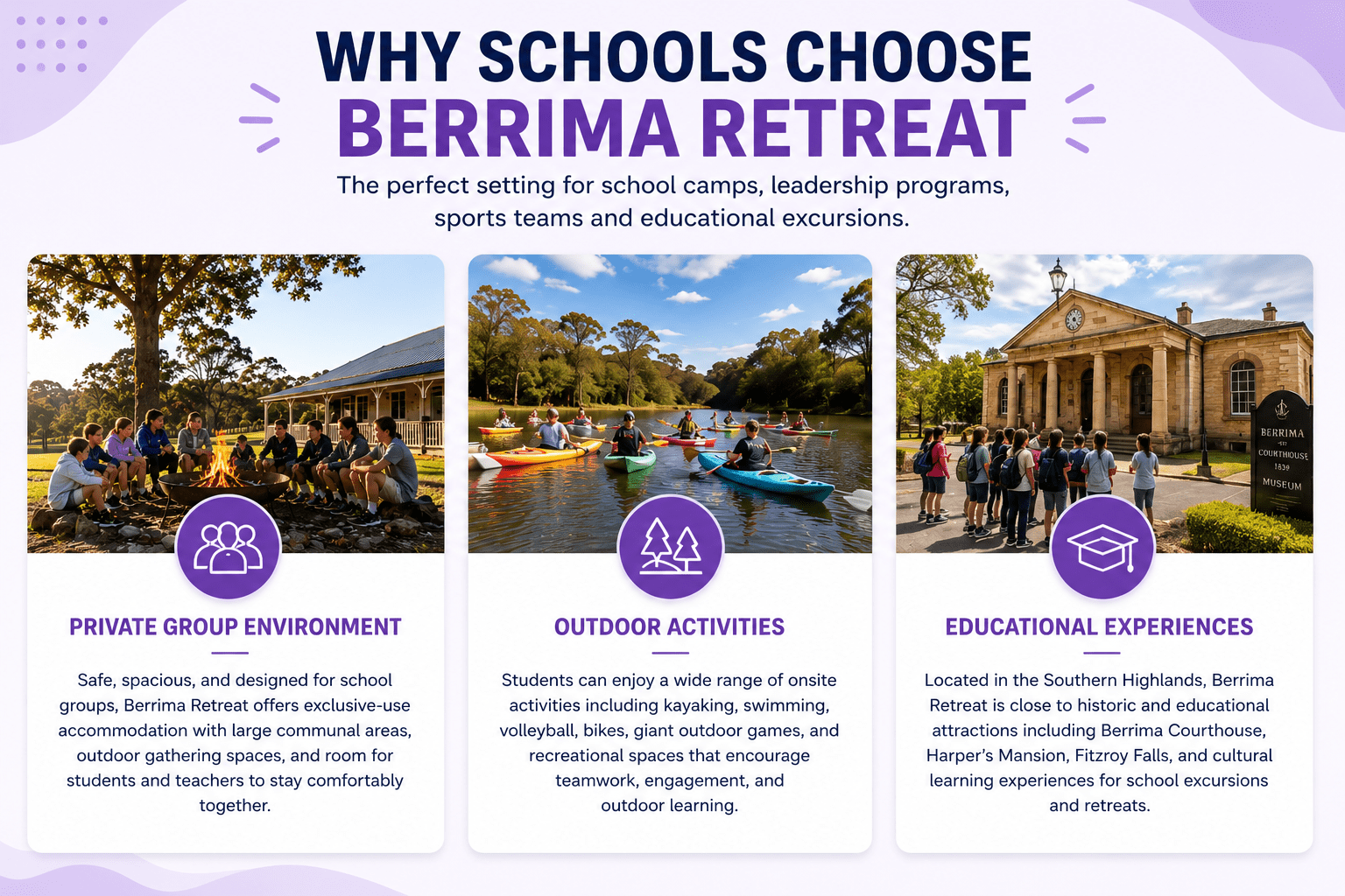 Why Schools choose Berrima Retreat
