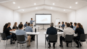 Events room for mining-company training, presentations and project meetings in NSW